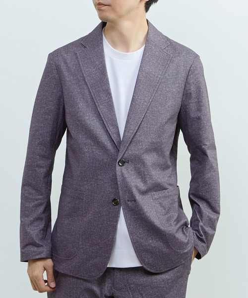 MEN'S MELROSE(メンズメルローズ)の「プリントテックドットジャージイージージャケット(セットアップ可)(テーラードジャケット・メンズ・チャコールグレー/ライトベージュ/ネイビー・3/4/5)」の2枚目の写真