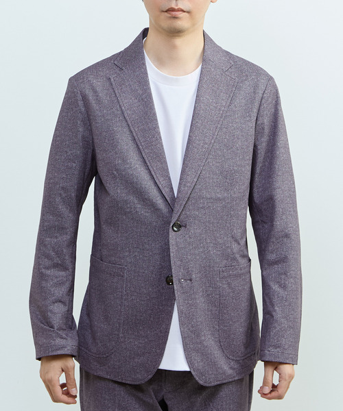 MEN'S MELROSE(メンズメルローズ)の「プリントテックドットジャージイージージャケット(セットアップ可)(テーラードジャケット・メンズ・チャコールグレー/ライトベージュ/ネイビー・3/4/5)」の12枚目の写真
