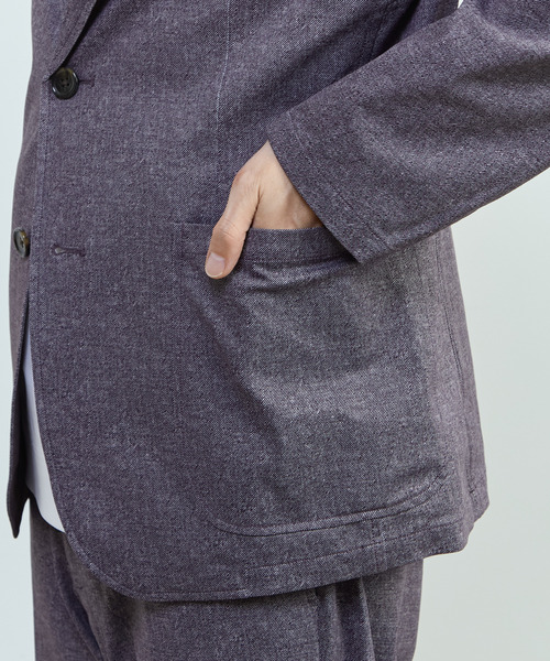 MEN'S MELROSE(メンズメルローズ)の「プリントテックドットジャージイージージャケット(セットアップ可)(テーラードジャケット・メンズ・チャコールグレー/ライトベージュ/ネイビー・3/4/5)」の18枚目の写真