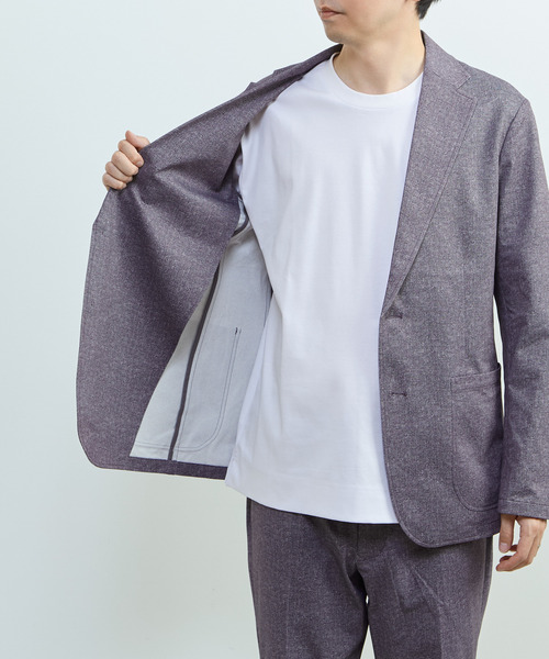MEN'S MELROSE(メンズメルローズ)の「プリントテックドットジャージイージージャケット(セットアップ可)(テーラードジャケット・メンズ・チャコールグレー/ライトベージュ/ネイビー・3/4/5)」の19枚目の写真