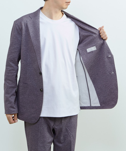 MEN'S MELROSE(メンズメルローズ)の「プリントテックドットジャージイージージャケット(セットアップ可)(テーラードジャケット・メンズ・チャコールグレー/ライトベージュ/ネイビー・3/4/5)」の20枚目の写真