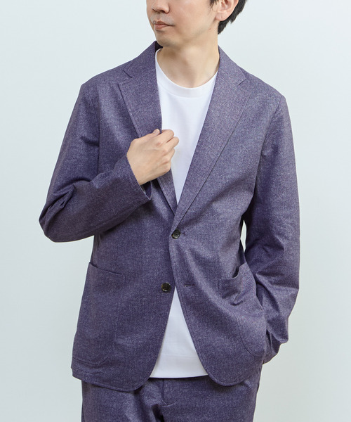 MEN'S MELROSE(メンズメルローズ)の「プリントテックドットジャージイージージャケット(セットアップ可)(テーラードジャケット・メンズ・チャコールグレー/ライトベージュ/ネイビー・3/4/5)」の4枚目の写真