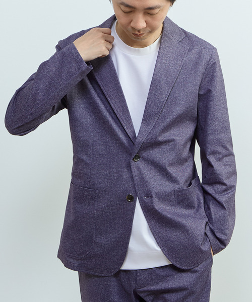 MEN'S MELROSE(メンズメルローズ)の「プリントテックドットジャージイージージャケット(セットアップ可)(テーラードジャケット・メンズ・チャコールグレー/ライトベージュ/ネイビー・3/4/5)」の5枚目の写真