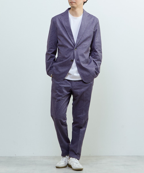 MEN'S MELROSE(メンズメルローズ)の「プリントテックドットジャージイージージャケット(セットアップ可)(テーラードジャケット・メンズ・チャコールグレー/ライトベージュ/ネイビー・3/4/5)」の6枚目の写真