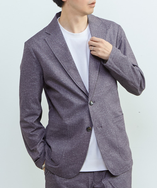 MEN'S MELROSE(メンズメルローズ)の「プリントテックドットジャージイージージャケット(セットアップ可)(テーラードジャケット・メンズ・チャコールグレー/ライトベージュ/ネイビー・3/4/5)」の8枚目の写真