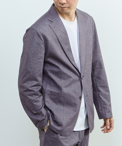 MEN'S MELROSE(メンズメルローズ)の「プリントテックドットジャージイージージャケット(セットアップ可)(テーラードジャケット・メンズ・チャコールグレー/ライトベージュ/ネイビー・3/4/5)」の9枚目の写真
