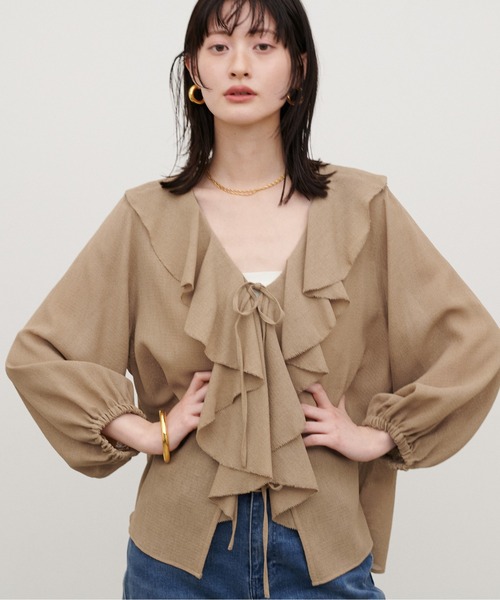 LARUTA（ラルータ）の「【LARUTA】［WEB限定］ヴィンテージメッシュフリルブラウス（シャツ/ブラウス・レディース・ブラック/ベージュ/オフホワイト・MEDIUM）」の13枚目の写真