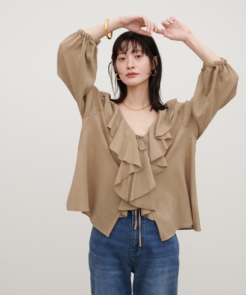 LARUTA（ラルータ）の「【LARUTA】［WEB限定］ヴィンテージメッシュフリルブラウス（シャツ/ブラウス・レディース・ブラック/ベージュ/オフホワイト・MEDIUM）」の14枚目の写真