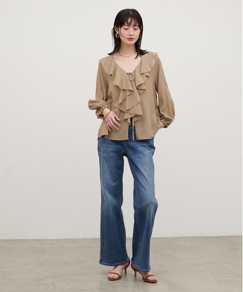 LARUTA（ラルータ）の「【LARUTA】［WEB限定］ヴィンテージメッシュフリルブラウス（シャツ/ブラウス・レディース・ブラック/ベージュ/オフホワイト・MEDIUM）」の16枚目の写真