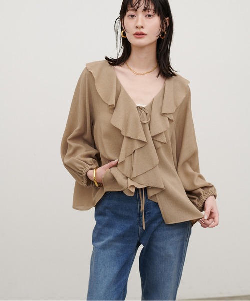 LARUTA（ラルータ）の「【LARUTA】［WEB限定］ヴィンテージメッシュフリルブラウス（シャツ/ブラウス・レディース・ブラック/ベージュ/オフホワイト・MEDIUM）」の15枚目の写真