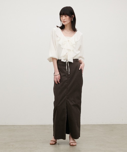 LARUTA（ラルータ）の「【LARUTA】［WEB限定］ヴィンテージメッシュフリルブラウス（シャツ/ブラウス・レディース・ブラック/ベージュ/オフホワイト・MEDIUM）」の7枚目の写真