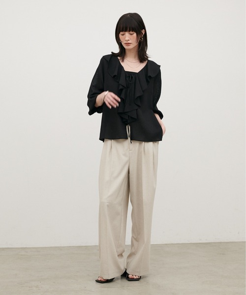 LARUTA（ラルータ）の「【LARUTA】［WEB限定］ヴィンテージメッシュフリルブラウス（シャツ/ブラウス・レディース・ブラック/ベージュ/オフホワイト・MEDIUM）」の12枚目の写真