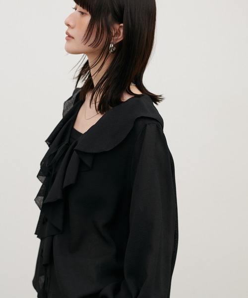 LARUTA（ラルータ）の「【LARUTA】［WEB限定］ヴィンテージメッシュフリルブラウス（シャツ/ブラウス・レディース・ブラック/ベージュ/オフホワイト・MEDIUM）」の11枚目の写真