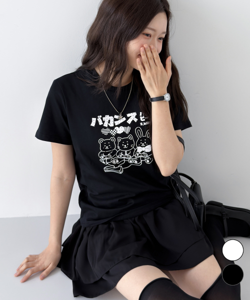 NTBC(エヌティービーシー)の「ゲーミングフレンズグラフィック半袖Tシャツ_2COLOR(Tシャツ/カットソー・レディース・ホワイト/ブラック・SMALL/MEDIUM)」の3枚目の写真