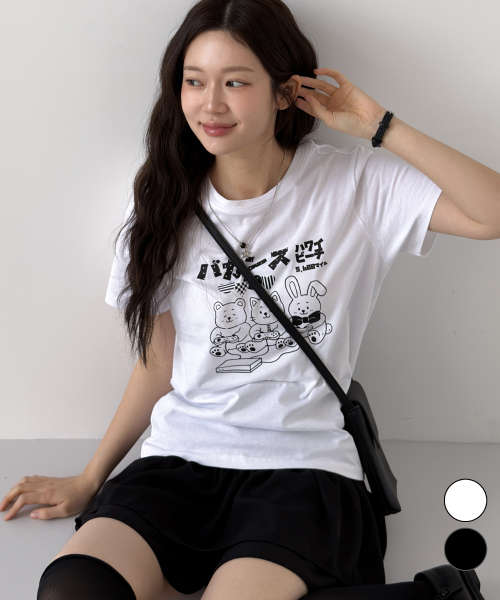 NTBC(エヌティービーシー)の「ゲーミングフレンズグラフィック半袖Tシャツ_2COLOR(Tシャツ/カットソー・レディース・ホワイト/ブラック・SMALL/MEDIUM)」の4枚目の写真