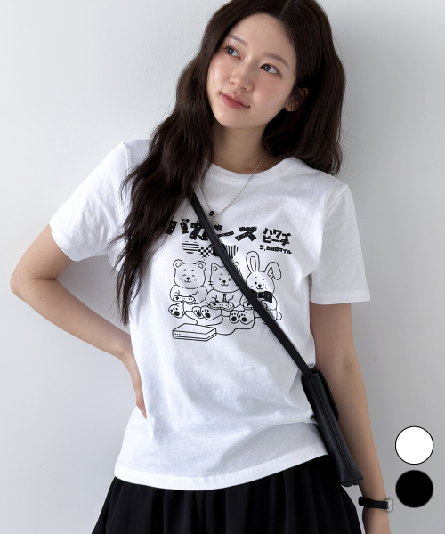 NTBC(エヌティービーシー)の「ゲーミングフレンズグラフィック半袖Tシャツ_2COLOR(Tシャツ/カットソー・レディース・ホワイト/ブラック・SMALL/MEDIUM)」の5枚目の写真