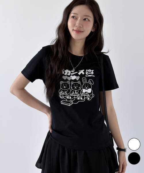 NTBC(エヌティービーシー)の「ゲーミングフレンズグラフィック半袖Tシャツ_2COLOR(Tシャツ/カットソー・レディース・ホワイト/ブラック・SMALL/MEDIUM)」の6枚目の写真