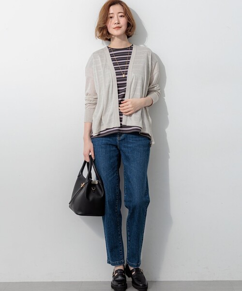23区（ニジュウサンク）の「マルチボーダー フレンチスリーブ カットソー（Tシャツ/カットソー・レディース・ダークブラウン系5/黄土色系5・38）」の11枚目の写真