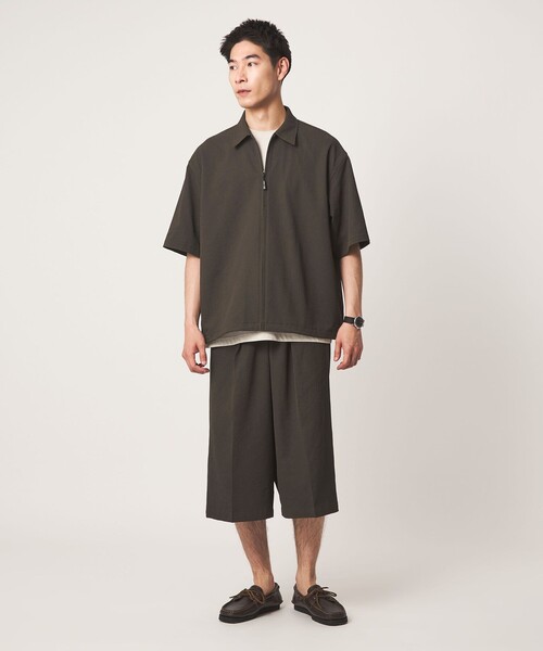 green label relaxing(グリーンレーベルリラクシング)の「【WEB限定】<GLR or>ジップ ショートスリーブ 半袖 シャツ -吸水速乾-(シャツ/ブラウス・メンズ・ダークグレー/ブラック/ダークブラウン・L/S/M)」の11枚目の写真