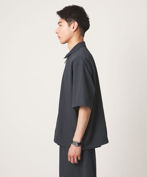green label relaxing(グリーンレーベルリラクシング)の「【WEB限定】<GLR or>ジップ ショートスリーブ 半袖 シャツ -吸水速乾-(シャツ/ブラウス・メンズ・ダークグレー/ブラック/ダークブラウン・L/S/M)」の13枚目の写真