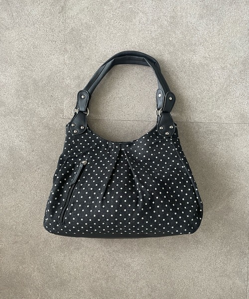 Teem Store(チームストア)の「ドット柄 ワンハンドルギャザーデニムバッグ(ショルダーバッグ・レディース・ブラック・F)」の9枚目の写真