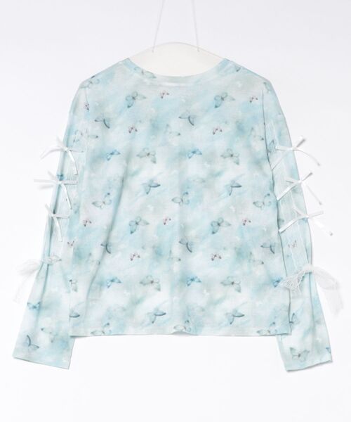Ritzy(リッツィー)の「星柄&バタフライ柄プリントレーススリーブシアートップス(Tシャツ/カットソー・レディース・ホワイト/ブルー・FREE)」の16枚目の写真