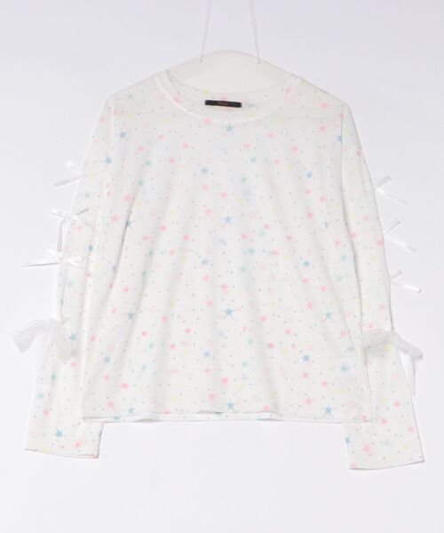 Ritzy(リッツィー)の「星柄&バタフライ柄プリントレーススリーブシアートップス(Tシャツ/カットソー・レディース・ホワイト/ブルー・FREE)」の17枚目の写真