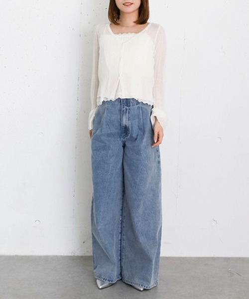 archives(アルシーヴ)の「バックレースアップタックワイドデニム(デニムパンツ・レディース・ネイビー/ブルー・MEDIUM/SMALL)」の9枚目の写真