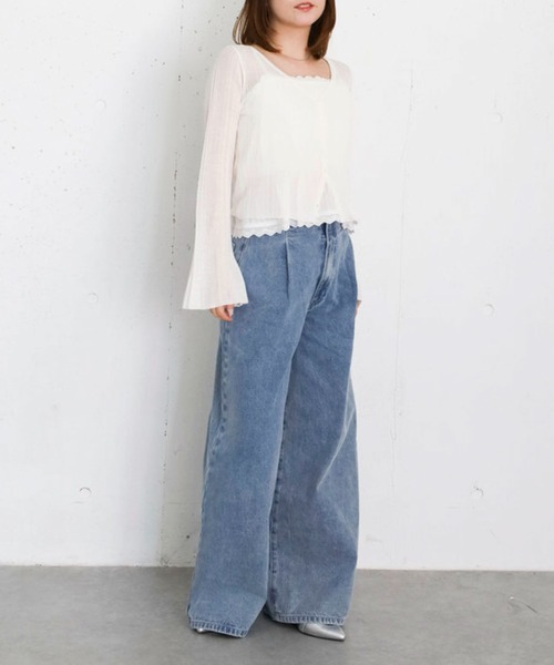 archives(アルシーヴ)の「バックレースアップタックワイドデニム(デニムパンツ・レディース・ネイビー/ブルー・MEDIUM/SMALL)」の11枚目の写真