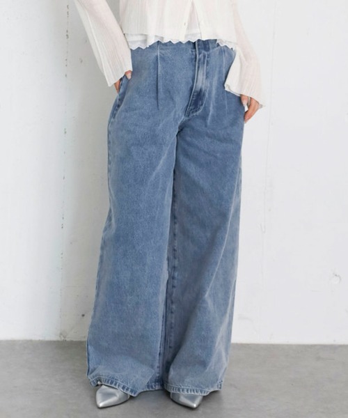 archives(アルシーヴ)の「バックレースアップタックワイドデニム(デニムパンツ・レディース・ネイビー/ブルー・MEDIUM/SMALL)」の4枚目の写真