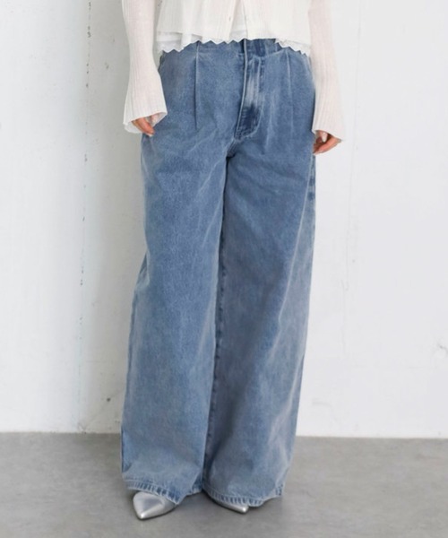 archives(アルシーヴ)の「バックレースアップタックワイドデニム(デニムパンツ・レディース・ネイビー/ブルー・MEDIUM/SMALL)」の3枚目の写真