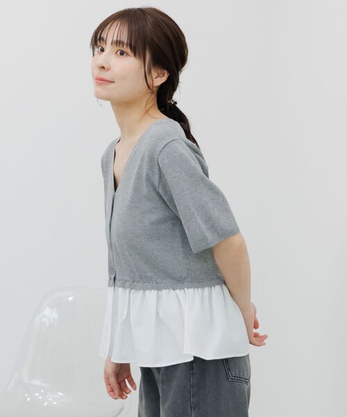 RETRO GIRL(レトロガール)の「ペプラムドッキングカーデ(カーディガン/ボレロ・レディース・ナチュラル/ブルー/ライトグレー・FREE)」の7枚目の写真