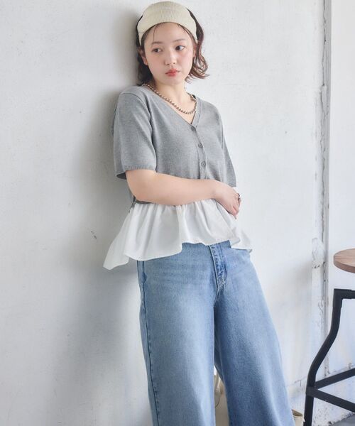 RETRO GIRL(レトロガール)の「ペプラムドッキングカーデ(カーディガン/ボレロ・レディース・ナチュラル/ブルー/ライトグレー・FREE)」の8枚目の写真
