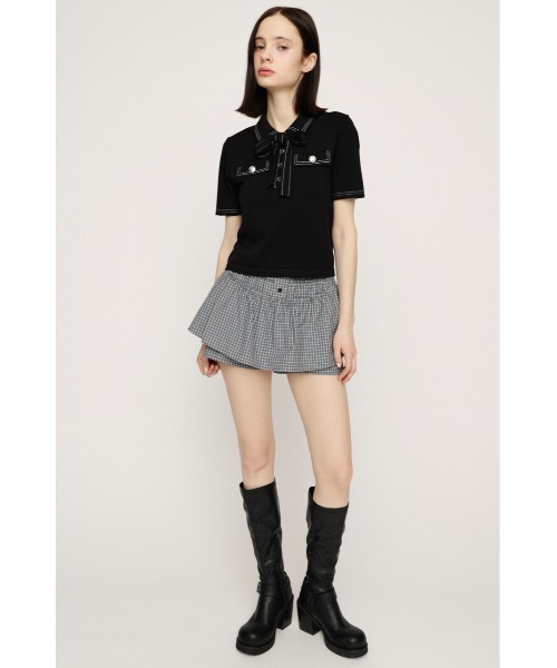SLY(スライ)の「STICH COMPACT KNIT TOPS ステッチコンパクトニットトップス 春服 夏服(ニット/セーター・レディース・アイボリー/ブラック/ネイビー/杢グレー・FREE)」の14枚目の写真