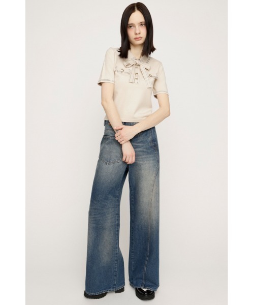 SLY(スライ)の「STICH COMPACT KNIT TOPS ステッチコンパクトニットトップス 春服 夏服(ニット/セーター・レディース・アイボリー/ブラック/ネイビー/杢グレー・FREE)」の6枚目の写真