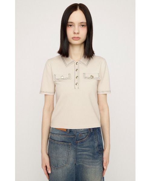 SLY(スライ)の「STICH COMPACT KNIT TOPS ステッチコンパクトニットトップス 春服 夏服(ニット/セーター・レディース・アイボリー/ブラック/ネイビー/杢グレー・FREE)」の8枚目の写真