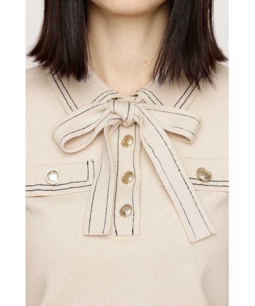 SLY(スライ)の「STICH COMPACT KNIT TOPS ステッチコンパクトニットトップス 春服 夏服(ニット/セーター・レディース・アイボリー/ブラック/ネイビー/杢グレー・FREE)」の12枚目の写真