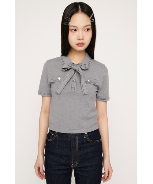 SLY(スライ)の「STICH COMPACT KNIT TOPS ステッチコンパクトニットトップス 春服 夏服(ニット/セーター・レディース・アイボリー/ブラック/ネイビー/杢グレー・FREE)」の17枚目の写真