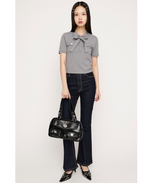 SLY(スライ)の「STICH COMPACT KNIT TOPS ステッチコンパクトニットトップス 春服 夏服(ニット/セーター・レディース・アイボリー/ブラック/ネイビー/杢グレー・FREE)」の19枚目の写真