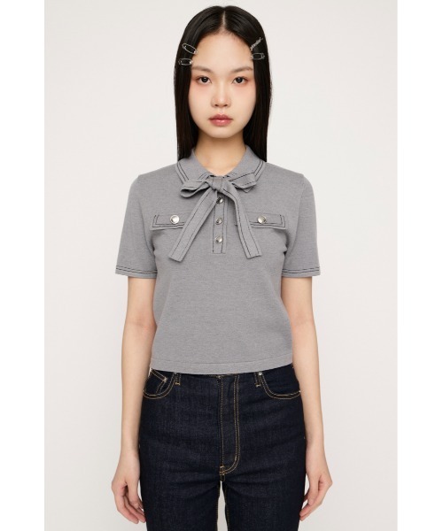 SLY(スライ)の「STICH COMPACT KNIT TOPS ステッチコンパクトニットトップス 春服 夏服(ニット/セーター・レディース・アイボリー/ブラック/ネイビー/杢グレー・FREE)」の21枚目の写真