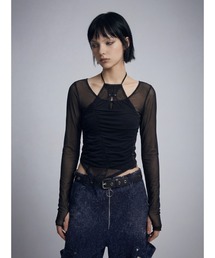TAJEN:T（タジェント）の「【TAJEN:T】TULLE HALTERNECK TOPS/チュールホルターネックトップス（シャツ/ブラウス）」