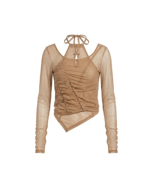 TAJEN:T（タジェント）の「【TAJEN:T】TULLE HALTERNECK TOPS/チュールホルターネックトップス（シャツ/ブラウス・レディース・ベージュ/ブラック/サックスブルー・1/2）」の16枚目の写真
