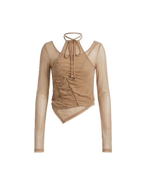 TAJEN:T（タジェント）の「【TAJEN:T】TULLE HALTERNECK TOPS/チュールホルターネックトップス（シャツ/ブラウス・レディース・ベージュ/ブラック/サックスブルー・1/2）」の17枚目の写真