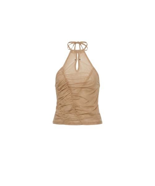 TAJEN:T（タジェント）の「【TAJEN:T】TULLE HALTERNECK TOPS/チュールホルターネックトップス（シャツ/ブラウス・レディース・ベージュ/ブラック/サックスブルー・1/2）」の11枚目の写真