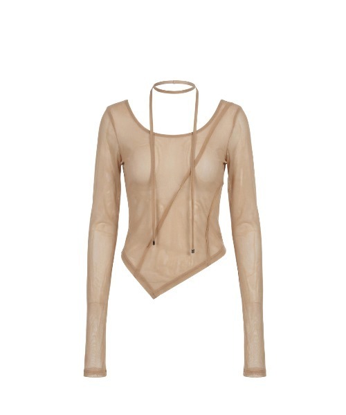 TAJEN:T（タジェント）の「【TAJEN:T】TULLE HALTERNECK TOPS/チュールホルターネックトップス（シャツ/ブラウス・レディース・ベージュ/ブラック/サックスブルー・1/2）」の14枚目の写真