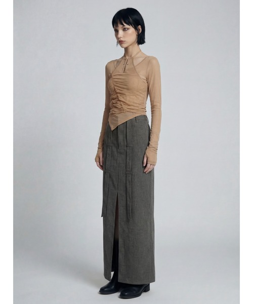 TAJEN:T（タジェント）の「【TAJEN:T】TULLE HALTERNECK TOPS/チュールホルターネックトップス（シャツ/ブラウス・レディース・ベージュ/ブラック/サックスブルー・1/2）」の6枚目の写真