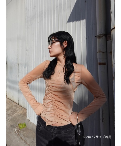 TAJEN:T（タジェント）の「【TAJEN:T】TULLE HALTERNECK TOPS/チュールホルターネックトップス（シャツ/ブラウス・レディース・ベージュ/ブラック/サックスブルー・1/2）」の7枚目の写真