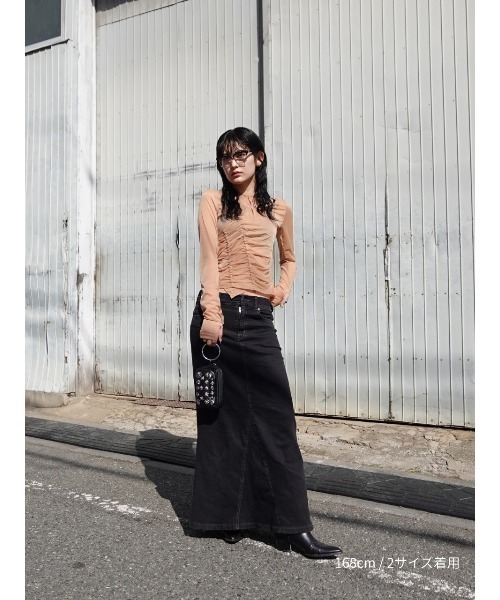 TAJEN:T（タジェント）の「【TAJEN:T】TULLE HALTERNECK TOPS/チュールホルターネックトップス（シャツ/ブラウス・レディース・ベージュ/ブラック/サックスブルー・1/2）」の8枚目の写真