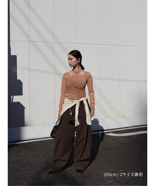 TAJEN:T（タジェント）の「【TAJEN:T】TULLE HALTERNECK TOPS/チュールホルターネックトップス（シャツ/ブラウス・レディース・ベージュ/ブラック/サックスブルー・1/2）」の10枚目の写真