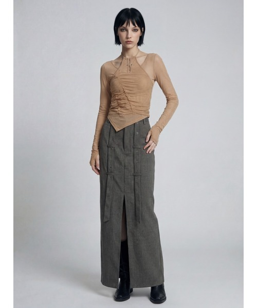 TAJEN:T（タジェント）の「【TAJEN:T】TULLE HALTERNECK TOPS/チュールホルターネックトップス（シャツ/ブラウス・レディース・ベージュ/ブラック/サックスブルー・1/2）」の5枚目の写真